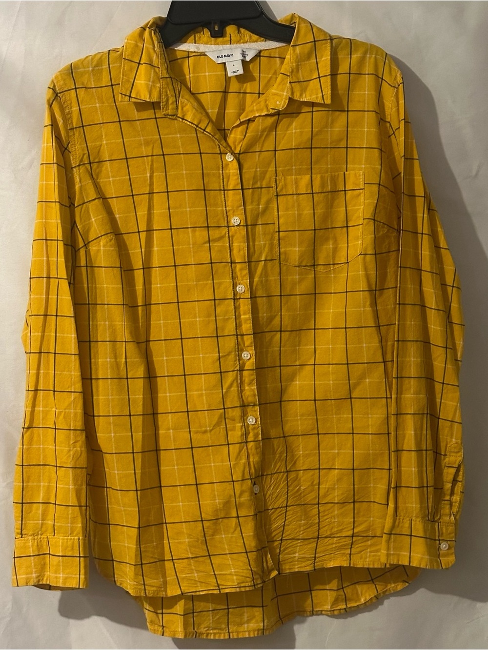 Old Navy Women’s Yellow Windowpane Button-Down Shirt